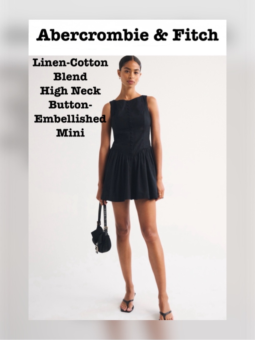 Abercrombie & Fitch High Neck Button-Embellished Mini Dress